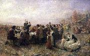 Jennie A. Brownscombe The First Thanksgiving at Plymouth oil painting